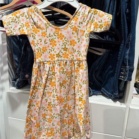 Charming Floral Kids Dress in Orange and Pink - Picture 1 of 3